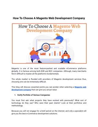 How to choose a Magento web development company