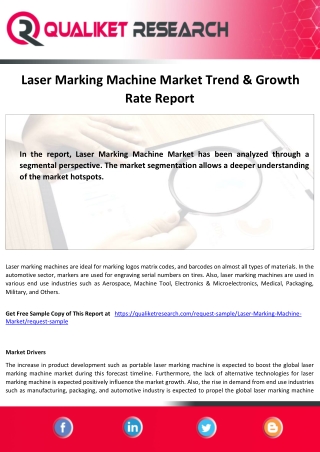 Laser Marking Machine Market by Product Type, by Application, Forecast-2027