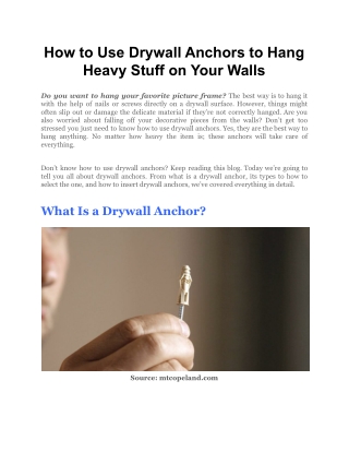 How to Use Drywall Anchors to Hang Heavy Stuff on Your Walls