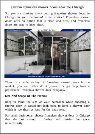 choose frameless glass shower door in Chicago