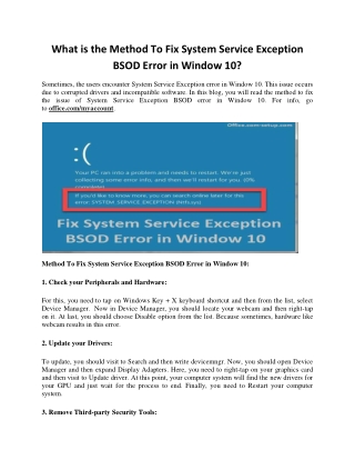 Fix System Service Exception BSOD Error in Window 10