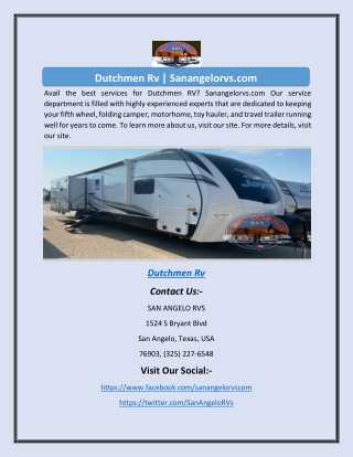 Dutchmen Rv | Sanangelorvs.com