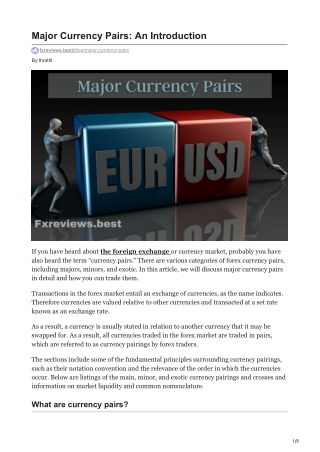 Major Currency Pairs An Introduction