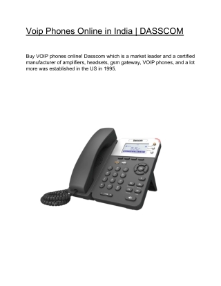 Voip Phones Online in India | DASSCOM