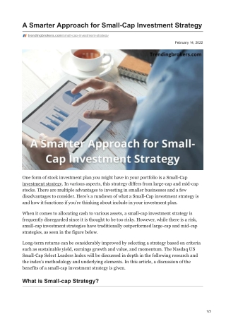 A Smarter Approach for Small-Cap Investment Strategy