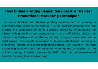How Online Printing Banner Services Are The Best Promotional Marketing Technique