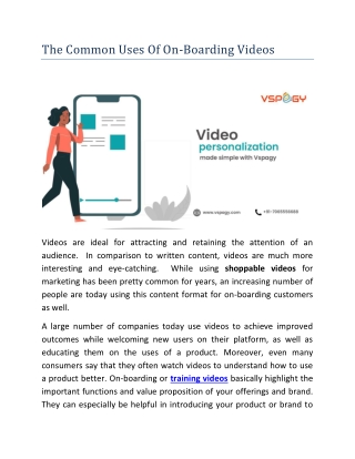 The Common Uses Of On-Boarding Videos