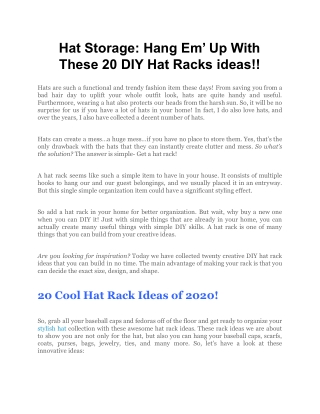 Hat Storage_ Hang Em’ Up With These 20 DIY Hat Racks ideas!!