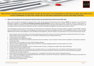 Regulatory Framework For Investment Funds In IFSC (Gift City)