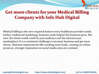 Get more clients for your medical billing company with infohub digital