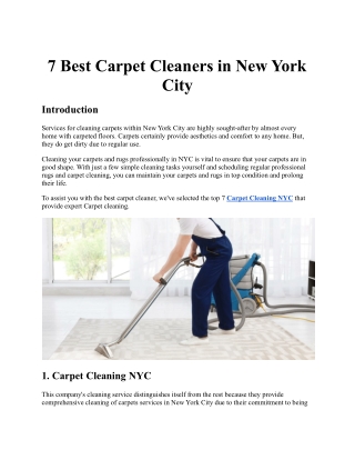 7 Best Carpet Cleaners in New York City