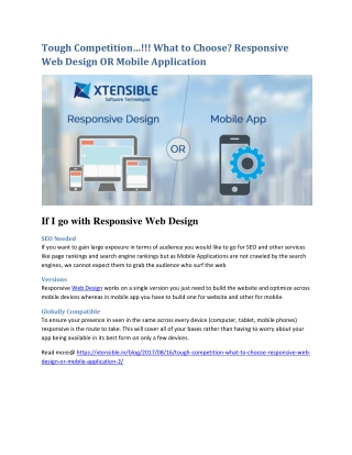 Tough Competition…!!! What to Choose Responsive Web Design OR Mobile Application