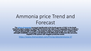 Ammonia Price Trend and Forecast