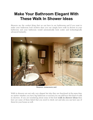 Make Your Bathroom Elegant With These Walk In Shower Ideas