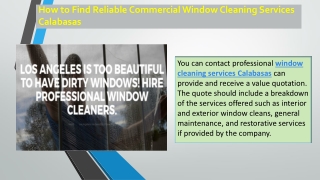 How to Find Reliable Commercial Window Cleaning Services Calabasas