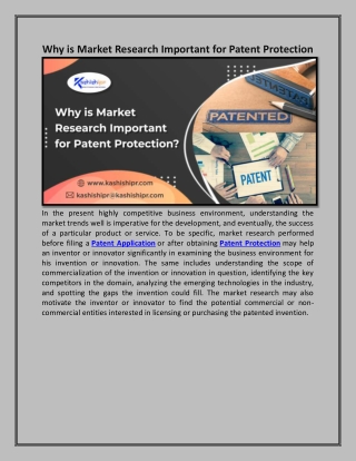Why is Market Research Important for Patent Protection?