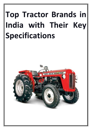 Top Tractor Brands in India with Their Key Specifications
