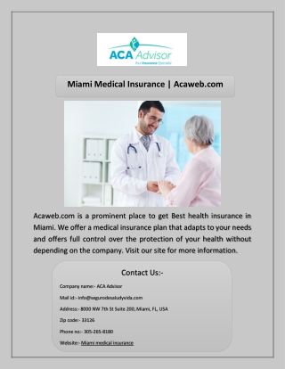 Miami Medical Insurance | Acaweb.com