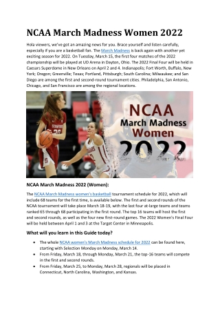 March Madness Women 2022