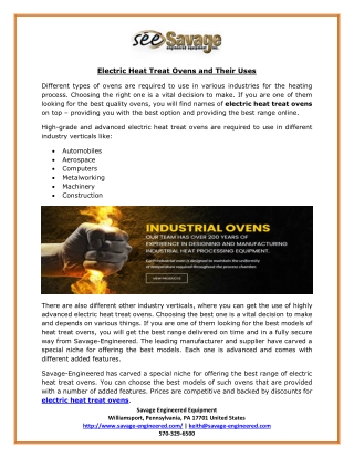 Electric Heat Treat Ovens and Their Uses