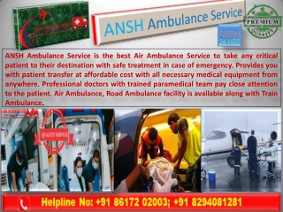 Get a quality budget Air Ambulance from Kolkata |Ansh