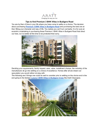 Tips to find Premium 3 BHK Villas in Budigere Road