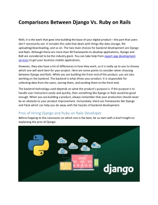 Comparisons Between Django Vs. Ruby on Rails