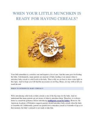 When Your Little Munchkin Is Ready For Having Cereals