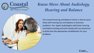 Know More About Audiology, Hearing & Balance - Coastal ENT
