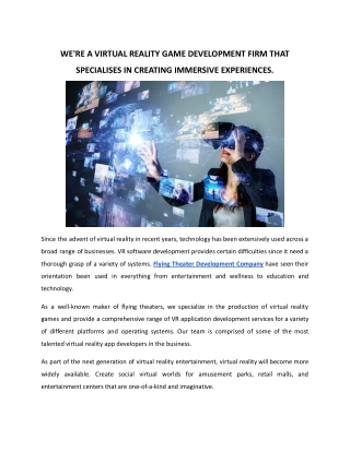 WE'RE A VIRTUAL REALITY GAME DEVELOPMENT FIRM THAT SPECIALISES IN CREATING IMMERSIVE EXPERIENCES..docx