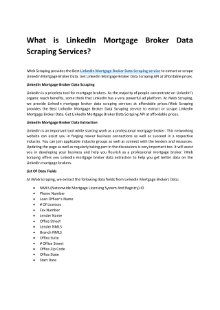 What is LinkedIn Mortgage Broker Data Scraping Services?