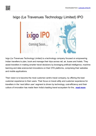 Ixigo (Le Travenues Technology Limited) IPO