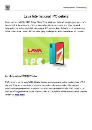 Lava International IPO details