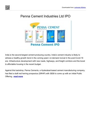 Penna Cement Industries Ltd IPO