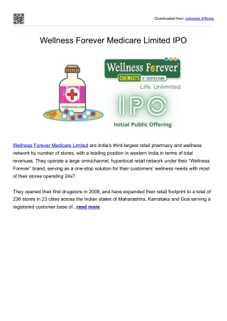 Wellness Forever Medicare Limited IPO