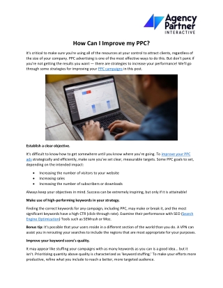 How Can I Improve my PPC? | Pay-Per-Click | Agency Partner Interactive