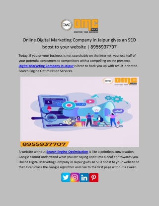 Online Digital Marketing Company in Jaipur gives an SEO boost to your website