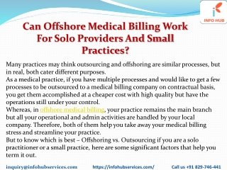 Can Offshore Medical Billing Work For Solo Providers And Small Practices