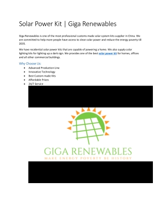 Solar Power Kit  Giga Renewables