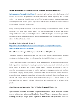 Spinocerebellar Ataxias (SCA’s) Market Demand, Trends and Development 2022-2029