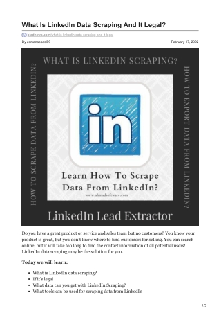 What Is LinkedIn Data Scraping And It Legal
