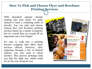 How To Pick and Choose Flyer and Brochure Printing Services