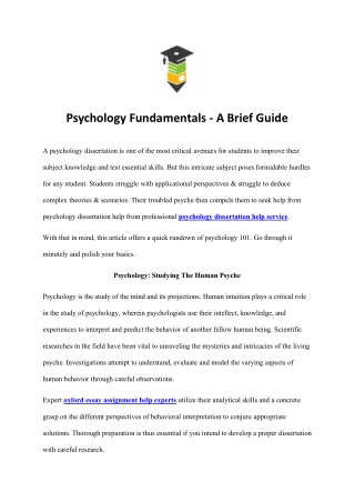 Psychology Fundamentals - A Brief Guide