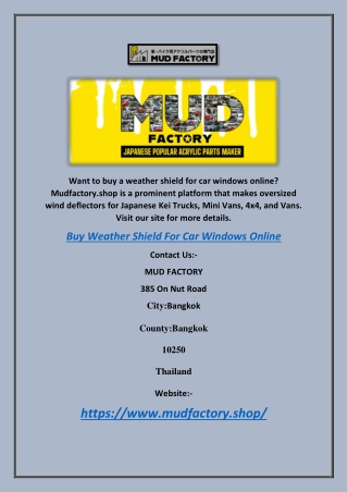 Buy Weather Shield For Car Windows Online | Mudfactory.shop