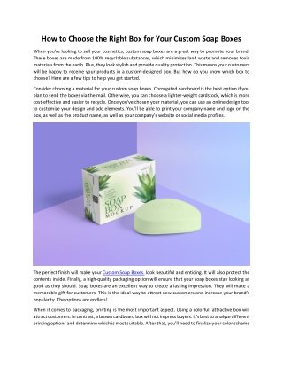 How to Choose the Right Box for Your Custom Soap Boxes