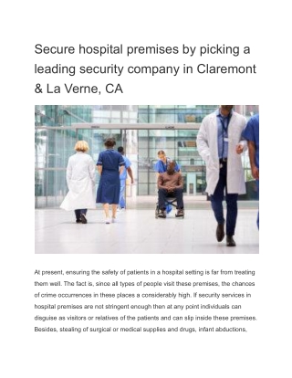 Secure hospital premises by picking a leading security company in Claremont & La Verne, CA (1)