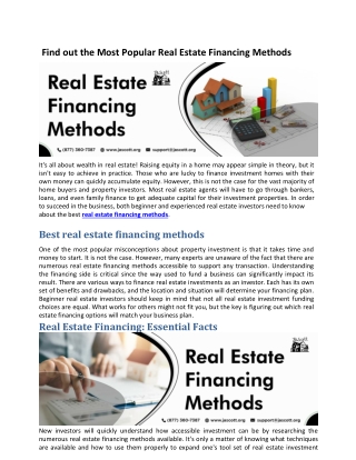 Find out the Most Popular Real Estate Financing Methods-converted