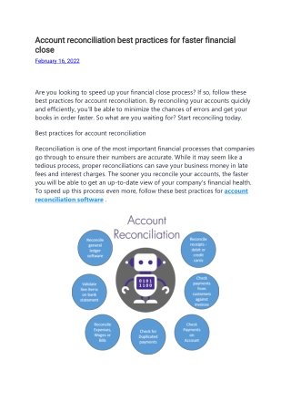 Account reconciliation best practices for faster financial close