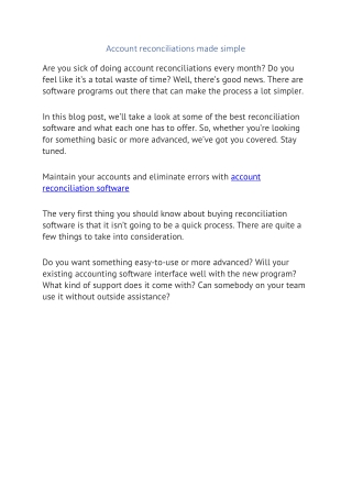 Account reconciliations made simple