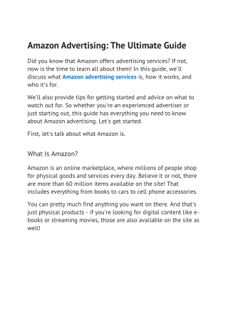 Amazon Advertising - The Ultimate Guide